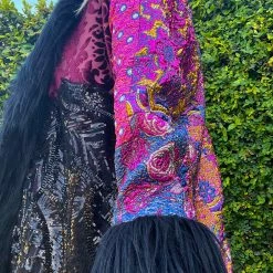 Disco Lemonade Lux X Disco: Acid Bluez Hip Length Coat - Size M OUTERWEAR