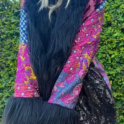 Disco Lemonade Lux X Disco: Acid Bluez Hip Length Coat - Size M OUTERWEAR