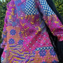 Disco Lemonade Lux X Disco: Acid Bluez Hip Length Coat - Size M OUTERWEAR