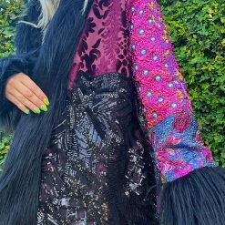 Disco Lemonade Lux X Disco: Acid Bluez Hip Length Coat - Size M OUTERWEAR