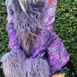 Disco Lemonade Lux X Disco: Watercolor Eyez Hip Length Coat - Size M