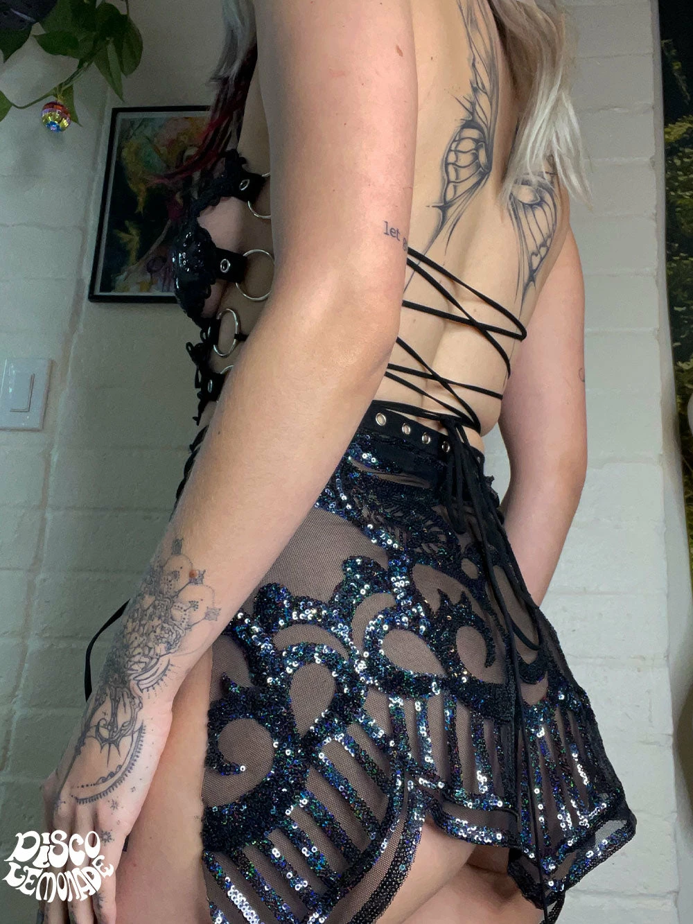 Disco Lemonade HARDWARE Lace Up Black Butterfly Top 2 Disco Lemonade HARDWARE Lace Up Black Butterfly Top