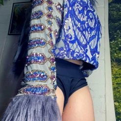 Disco Lemonade Lux X Disco: Celestial Boom Boom Cropped Coat - Size Small OUTERWEAR