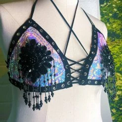 Disco Lemonade Ice On Nude Mesh Shimmy Top - 1 XXXL Available!