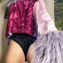 Disco Lemonade Lux X Disco: Magenta Moon Cropped Coat - Size XXL