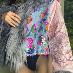 Disco Lemonade Lux X Disco: Magenta Moon Cropped Coat - Size XXL