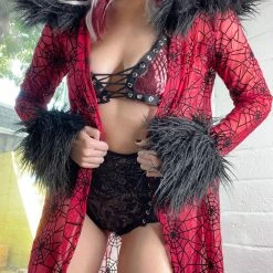 Disco Lemonade Lux X Disco: Fur Red Spider Duster OUTERWEAR