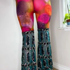 Disco Lemonade Lux X Disco: Rose Emerald Bell Bottoms | Size M/L